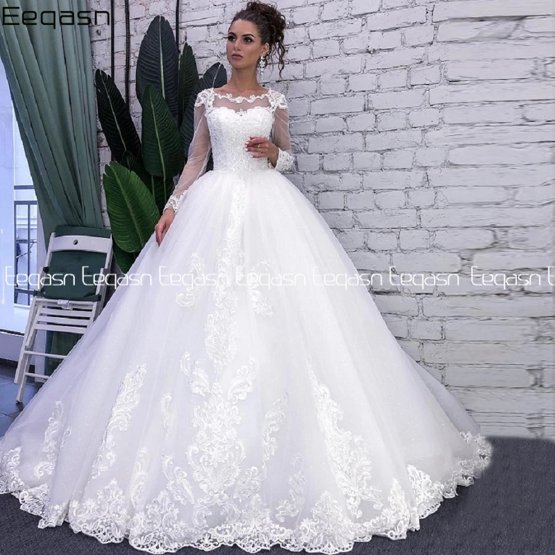Vestidos de noiva, бальное платье, свадебное платье,, длинный рукав, аппликация, кружево, мусульманское, арабское, Дубай, свадебные платья, на заказ