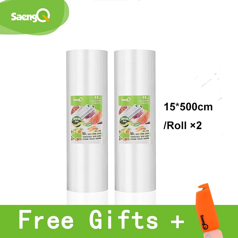 15cm-2pcs SaengQ вакуумные пакеты для пищевых продуктов, вакуумный упаковщик, пищевая свежесть, длительное хранение 12+ 15+ 20+ 25+ 30 см* 500 см, 5 рулонов/партия, пакеты для вакуумного упаковщика - Цвет: 15cm-2pcs