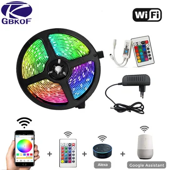 

RGB LED Strip 5m 10m 15m Waterproof Led Neon Light 2835 5050 DC12V 30Leds/M Flexible Lighting Ribbon Tape Controller Adapter Set