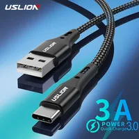 USLION-Cable de carga rápida para móvil, Cable USB tipo C de 3m para Xiaomi Redmi, Samsung S9, S8, S10, cargador tipo C 3A