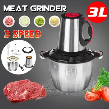 

3 Speeds 300W Stainless Steel 3L Capacity Electric Chopper Meat Grinder Mincer Food Processor Slicer 2020 New