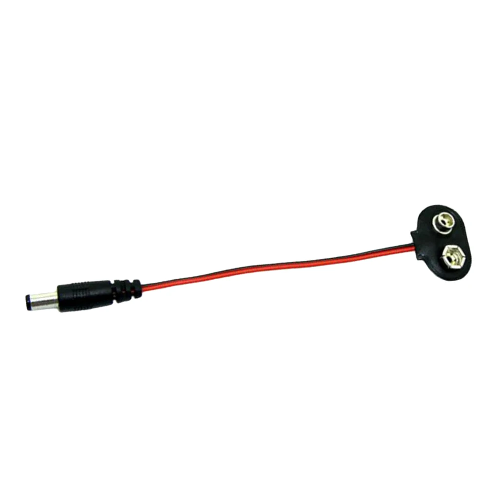 DC Power Plug to 9V Battery Clip Button Connector Adapter Pack of 2