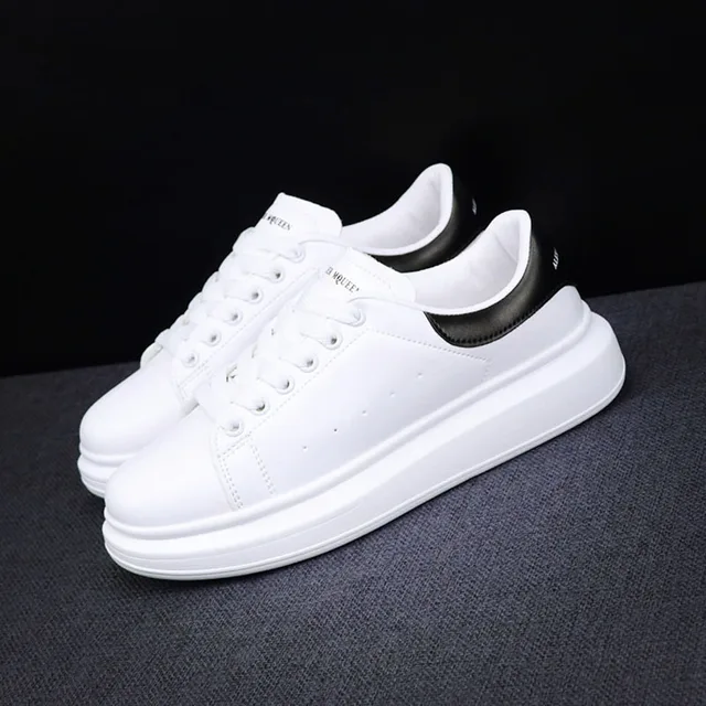 US $22.49 women sneakers 2019 New Fashion Spring Autumn flats Lovers White Casual Shoes leisure Lace-up Platf