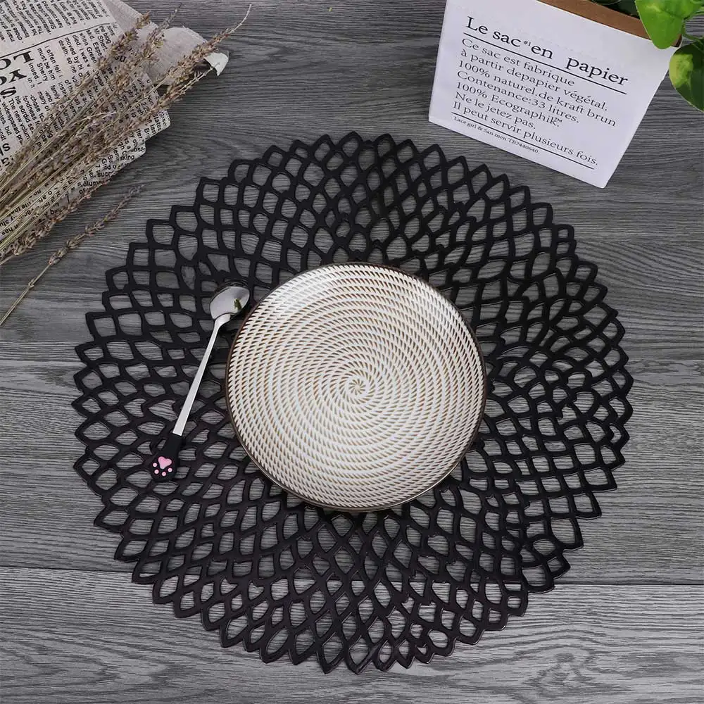 black 1 шт., коврики для стола, круглая салфетка, простой стиль, столовая салфетка, Нескользящие, жаростойкие, подстилки, украшение для кухни - Цвет: black