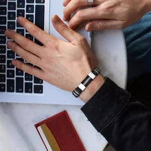 Мужские браслеты из нержавеющей стали силиконовый черный браслет для мужчин резиновый браслет