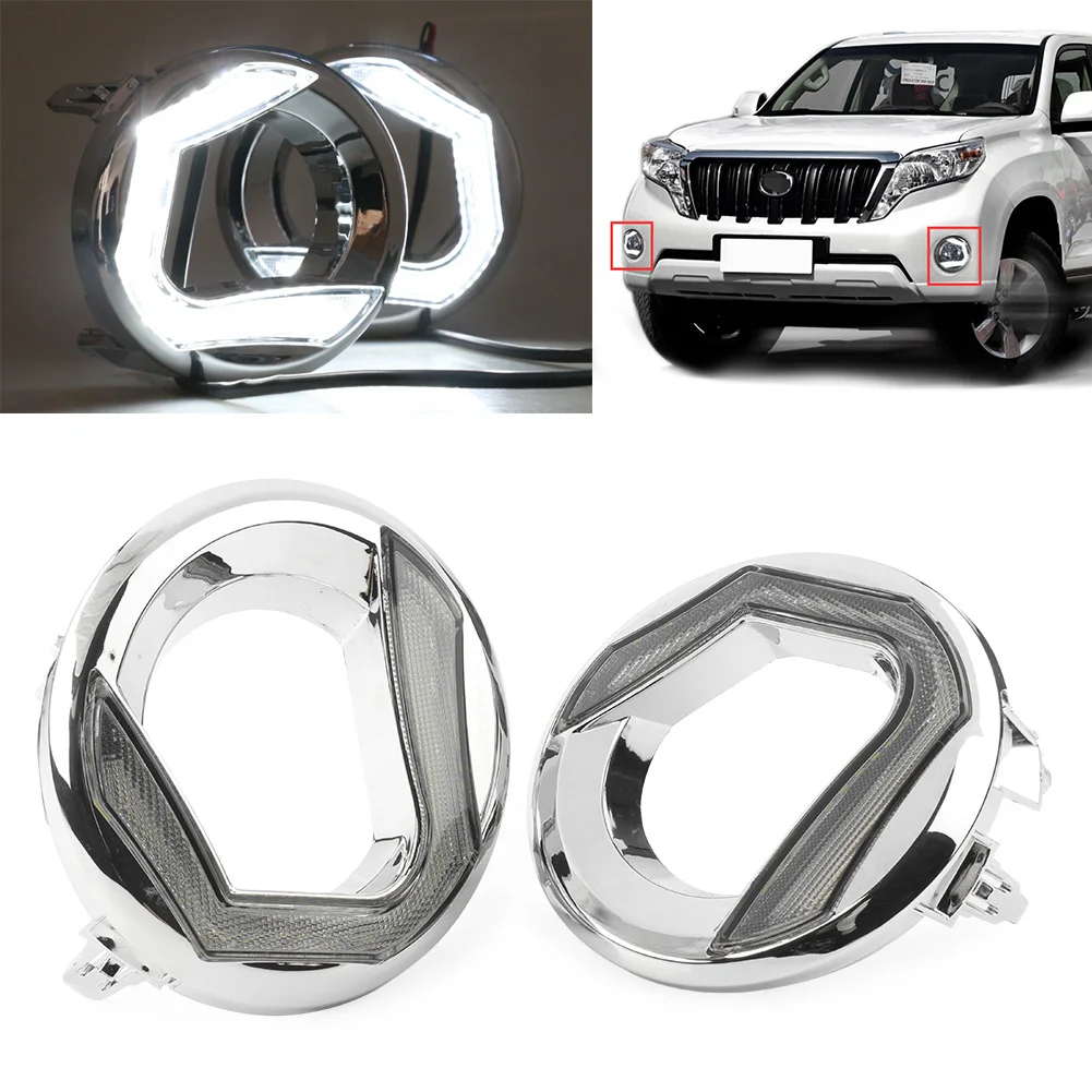 Для Toyota Land Cruiser Prado 2014 2015 автомобильные светодиодный дневные ходовые огсветильник