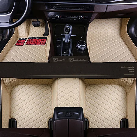 Кожаные пользовательские автомобильные коврики для Лада Нива BA3 2121 4x4 3D Custom fit автомобильный Стайлинг все погодные коврики с облицовочными вставками коврики для ног - Название цвета: Beige Standrd
