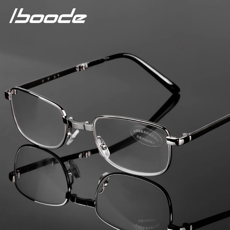 IBOODE складные очки для чтения для женщин и мужчин квадратные пресбиопические очки женские мужские металлические очки при дальнозоркости увеличительные очки