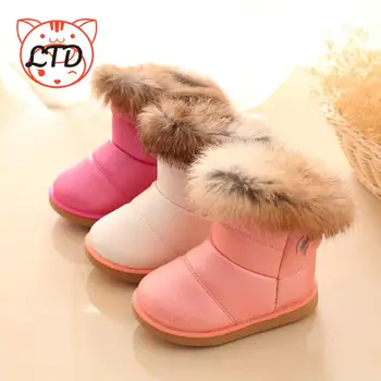 

2020 Winter Plush Baby Girls Snow Boots Warm Shoes Pu Leather Flat With Baby Toddler Shoes Outdoor Snow Boots Girls Kids Shoes