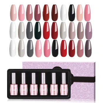 

MIZHSE Nail Polish Set UV Vernis Semi Permanent Primer Top&Base Coat For Nails Hybrid Nails Art Off White Black Gel Nail Design