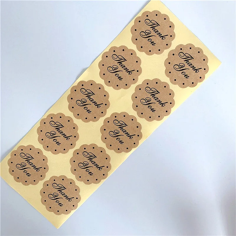 

100pcs/lot Lovely Thank You Stickers Seal Labels Lace Shape Self-adhesive Sealing Label Stickers Gift Bag Candy Box Decorate