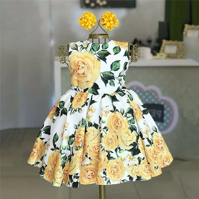 

Formal Kids Baby Girl Flower Dress Ball Gown Sleeveless High Waist Tank Dress Wedding Party Pageant Floral Sundress 2-7Years