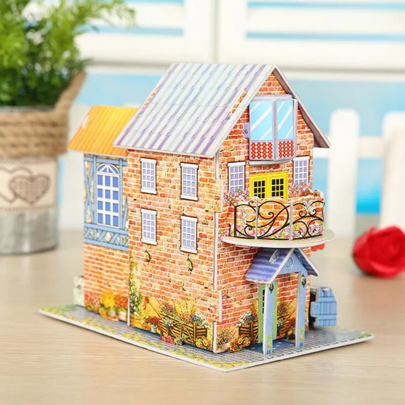 Дети 3D DIY мультфильм бумажная головоломка-цветок дом замок Модель Строительство сборка раннего обучения подарок игрушки для детей