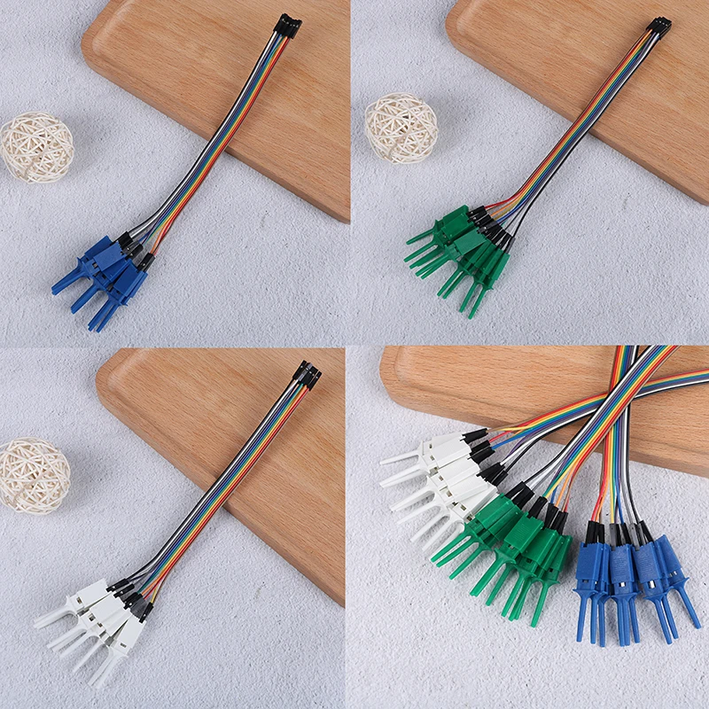 10pcs 20cm High Efficiency Test Hook Clip Logic Analyzer Cable Gripper Probe Test Clamp Kit Yellow/Black/Green 10 pin