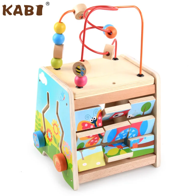

Wooden Bead Maze Cube Children Spring Chests Educational Toy Early Education 1-2-6-Year-Old GIRL'S And BOY'S Educational Toy