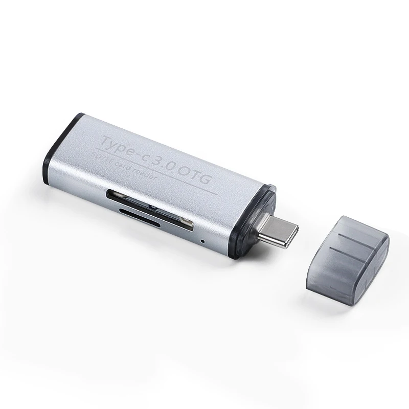KUULAA type C USB 3,0 алюминиевый OTG телефон мульти карта памяти ридер адаптер кардридер для micro SD/TF microsd компьютер ноутбук - Цвет: Silver