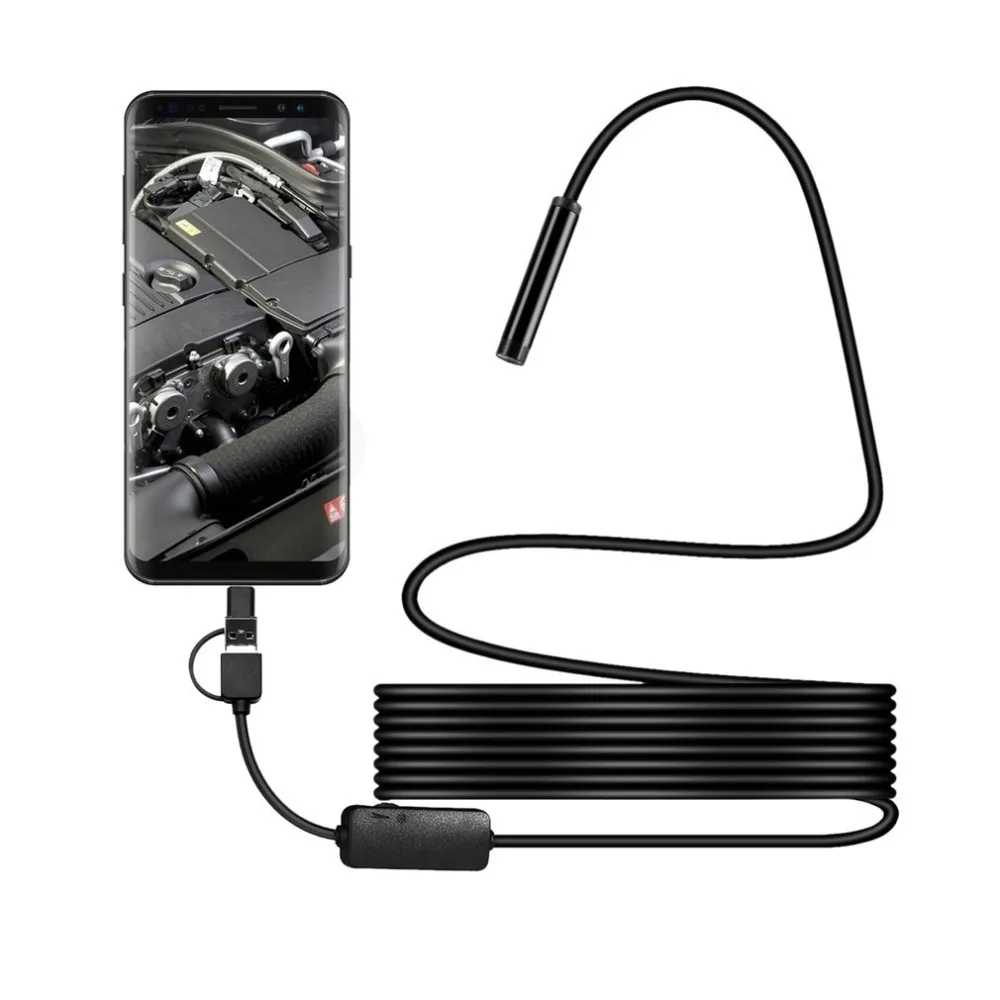 LESHP Тип с портом типа c 3-в-1 электронный эндоскоп Micro USB 1200 P Водонепроницаемый Android 8 мм Borescope USB видеонаблюдения с защитой от воды Камера