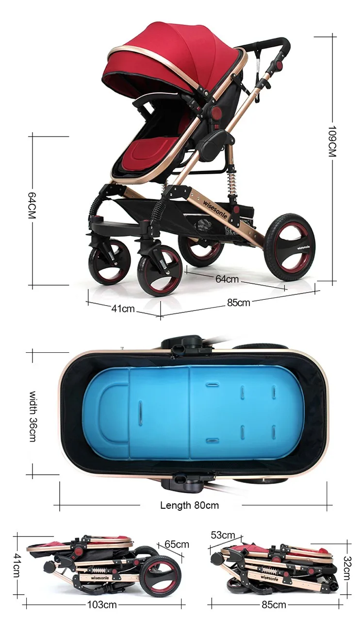 Wisesonle детская коляска 2 в 1 коляска лежать или демпфирования складной легкий вес Двусторонняя детская четыре сезона России