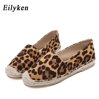 

Eilyken Leopard grain Flat Shoes Women Hemp Fisherman Espadrilles Loafers Casual Round Toe Women Flat shoes size 35-40