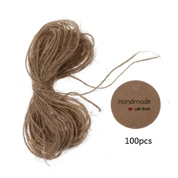 

100Pcs Round Kraft Paper Handmade with Love Strung Tags Logo Price Marking Label T4MD