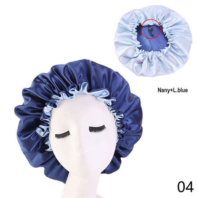 Satin Bonnet Hair Caps Double Layer Adjust Sleep Night Cap Head Cover Hat For Curly Springy Hair Styling Accessories