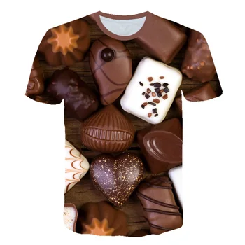 

Casual Ladies Chocolate/Candy Creativity T Shirt Women Tshirt Plus Size Short Sleeve O-neck Mujer T-shirt 3D Design Tee shirt