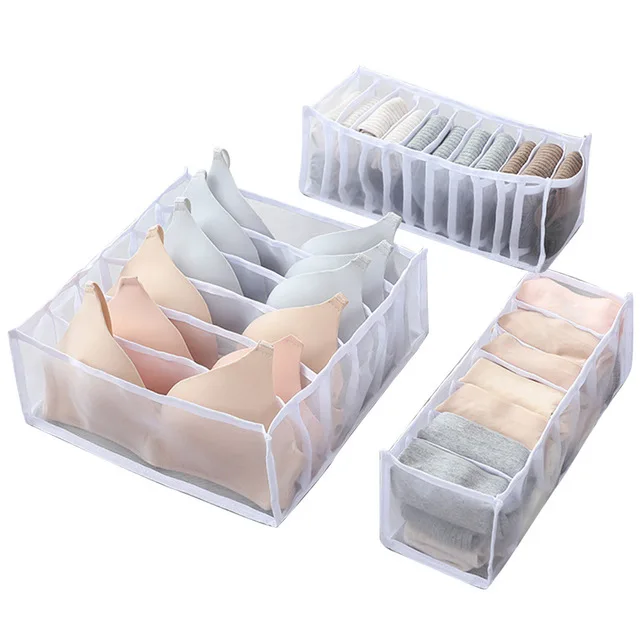 Multi-grids Underwear Storage Box Sock Bra Underpant Organizer Lattice Mesh Drawer Tidy Divider Practical Grid underwear 