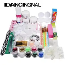 Горячая Распродажа набор для дизайна ногтей акриловый порошок и жидкий акрил для дизайна ногтей блестящая наклейка корректор для большого пальца кисть Пинцет праймер Советы украшения маникюрные инструменты комплект