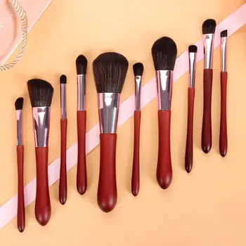 

New 10pcs Makeup Brushes Set High-grade Wooden Handle For Foundation Blush Eyeshadow Eyebrow Lip Cosmetic Beauty Tools