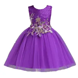 Новое Стильное Летнее Детское платье газовое платье-пачка принцессы для девочек, вышитое платье, кружевная юбка