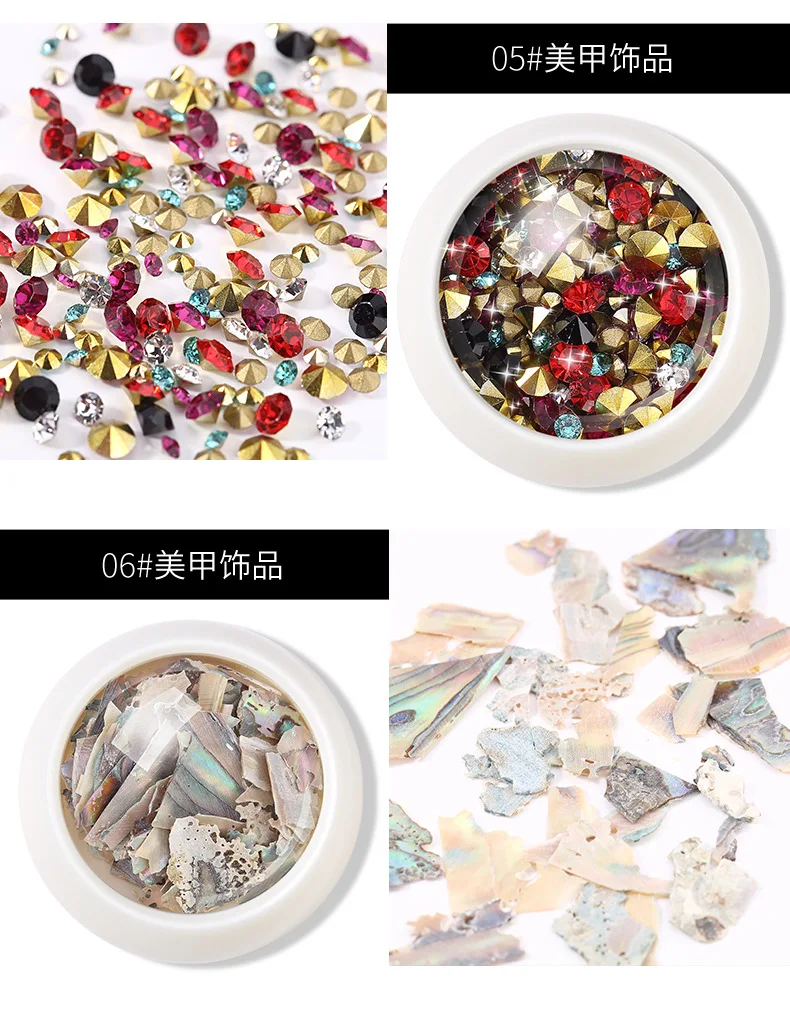 Nail Ornament Natural Shell Stickers Hot Sales Moon And Stars Rivet Micro Drill Bottom Tip Man-made Diamond Flat-bottomed Diamon