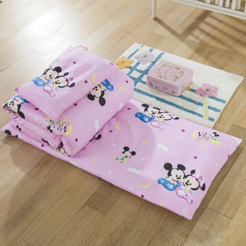 

Disney 100% Cotton baby Bedding Set Newborn cot duvet Mickey mouse Minnie Crib Sets Cot Set Duvet Cover Pillowcase Flat Sheet