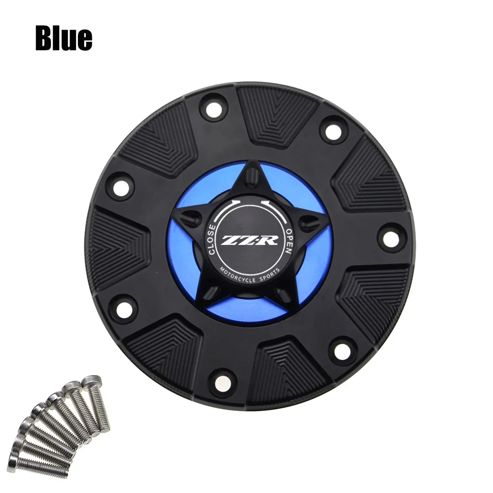 Blue ZZR крышка газового топливного бака для Kawasaki ZZR400 ZZR600 ZZR1100 1993-2006 аксессуары для мотоциклов CNC алюминиевая масляная крышка мотоцикла - Цвет: Blue