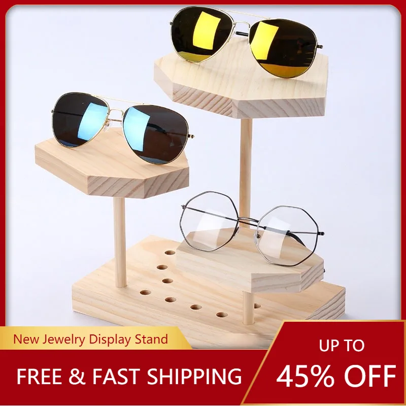 New Pine Wood Sunglasses Frame Men and Women Sunglasses Display Stand Jewelry Storage Rack Display Stand 2 pcs pencil pine holder child makeup brush kids storage organizer for toys wood tools pot