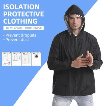 

Lab Top Clothes With Mask Cap Unisex Detachable Dustproof Lightweight Pure Color Isolation High Quality Breathable Top Coat
