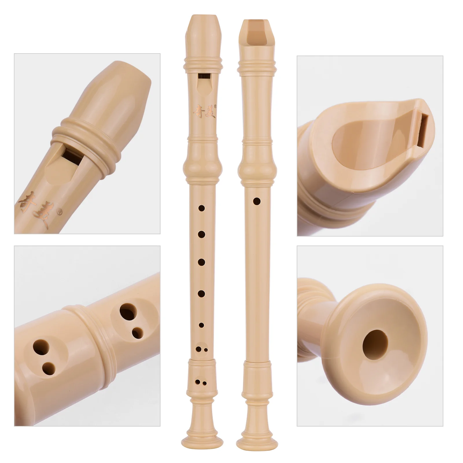 10 PCS Ivory White HUAWIND Descant Soprano Recorder German Style 8 Hole with Cleaning Rod Storage Bag 