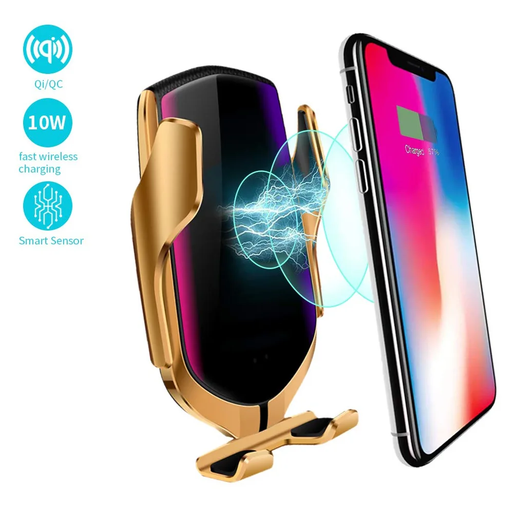 

2019 Hot Smart Sensor Wireless Car Charger Mount Automatic Clamping 10W Fast Charging for iPhone Samsung For DOY