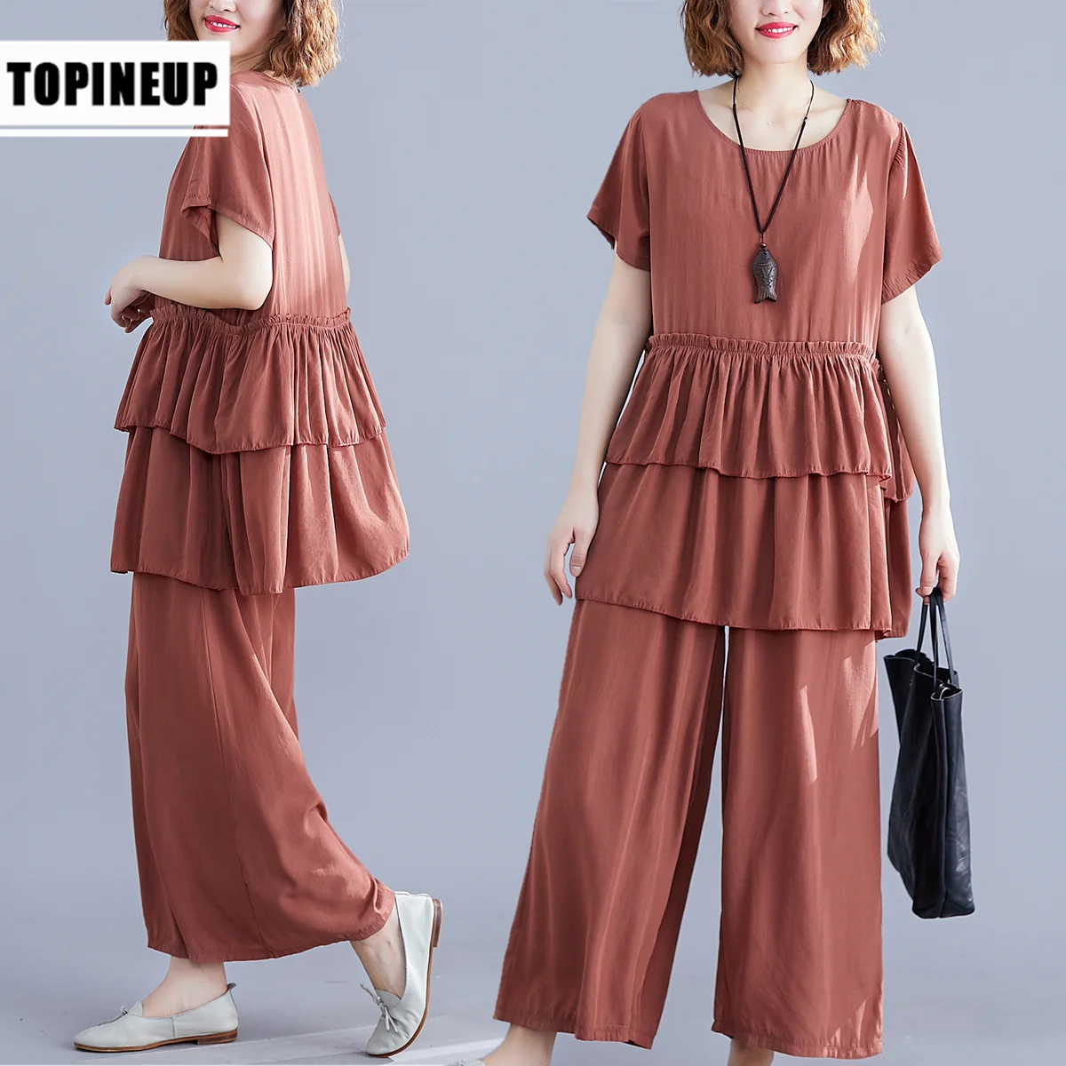 

Pleated ruffles slim 2 piece set women wide leg pant and top outfit tracksuit sportswear plus size large 2019 summer clothes