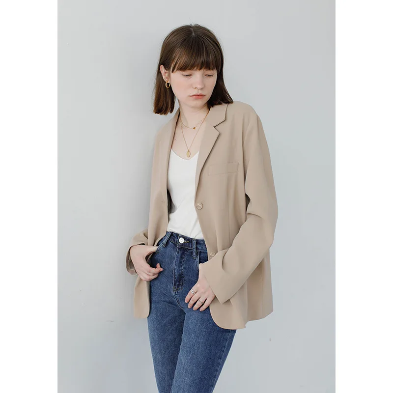 

2019 Autumn New Style South Korea CHIC Retro Casual Loose-Fit Small Suit Coat Tops Women's 7608