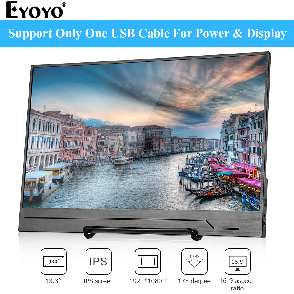 USB-C With Stand Eyoyo 13," Портативный игровой монитор 1920X1080 ЖК-экран второй монитор с сенсорным usb type C HDMI для ноутбука телефона xbox PS4 ПК - Цвет: USB-C With Stand