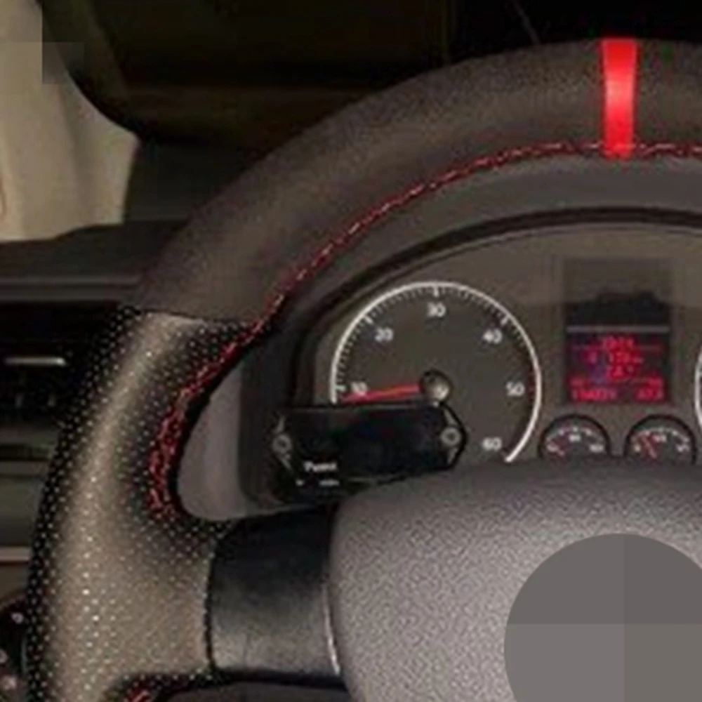 DIY Black Genuine Leather Suede Car Steering Wheel Cover For Volkswagen Golf 5 Mk5 VW Passat B6 Jetta 5 Mk5 Tiguan 2007-2011