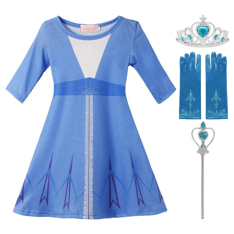VOGUEON Little Girls Elsa Dress Up Clothes Elza 2 Casual Outfit Children Halloween Fancy Party Princess Costume 4-10 Years | Детская