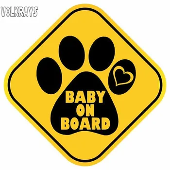 

Volkrays Personality Car Sticker Baby on Board Love Dog Paw Print Accessories Reflective Waterproof Funny PVC Decal,13cm*13cm
