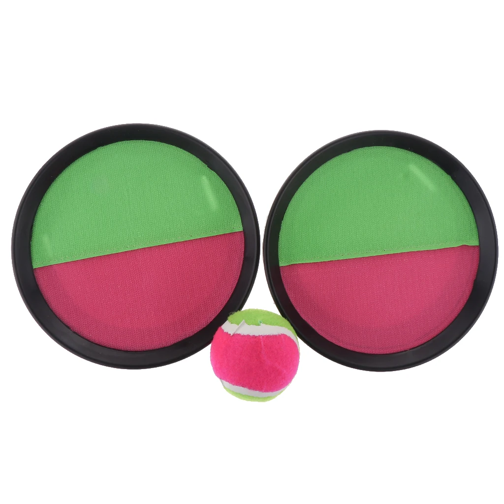 Set of 3 pcs Self-stick Racket & Balls for Grip Catch Ball Game Hand-eye Coordination, Good Educational Toys for Kids