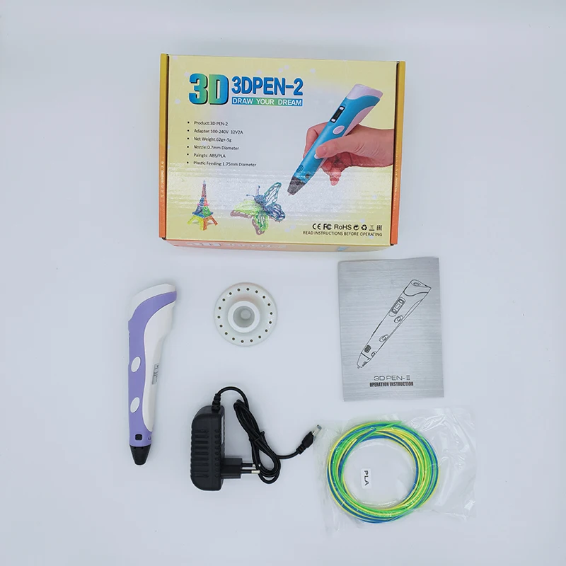 3D Pen DIY Drawing Pens with LCD Display 3d Printing Pen for Kids with PLA Filament 1.75mm Christmas Birthday Gift