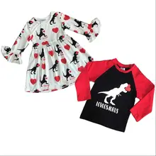 Лидер продаж, Новое поступление, одежда для маленьких девочек детское зимнее платье детское платье с v-образным вырезом платье с длинными рукавами для девочек милое платье с динозавром