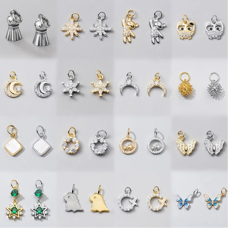 

MEETSOFT Office 925 Sterling Silver Sweet Minimlist Zircon Charms of DIY Handmade Necklace Fine Jewelry wholesale Accessory Gift