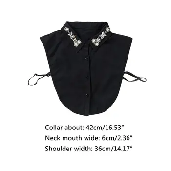 

Sweater Decorative Chiffon Fake Collar Rhinestone Faux Pearl Flower Half-Shirt 449F