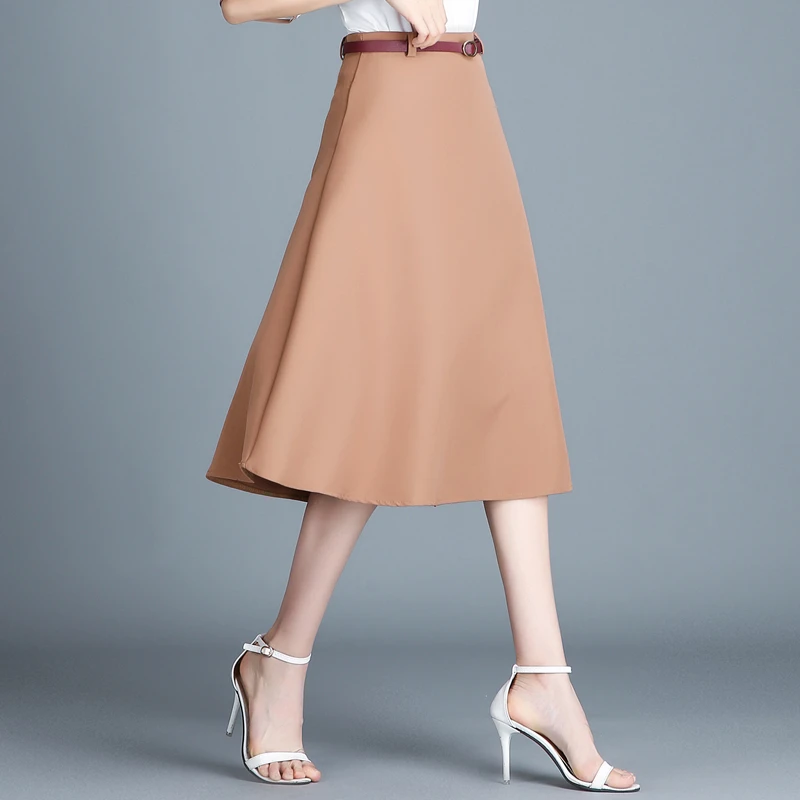 Cena HAYBLST marki spódnica kobiet 2019 jesień zima elegancki koreański na co dzień Plus rozmiar 2XL moda stałe wysoka talia długa w stylu Vintage odzież