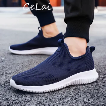 

CeLai 2019 New Men Sneakers Black Breathable Big Size 48 Light Mesh Unisex Casual Shoes Male Slip On Lazy Shoe buty meskie A-066